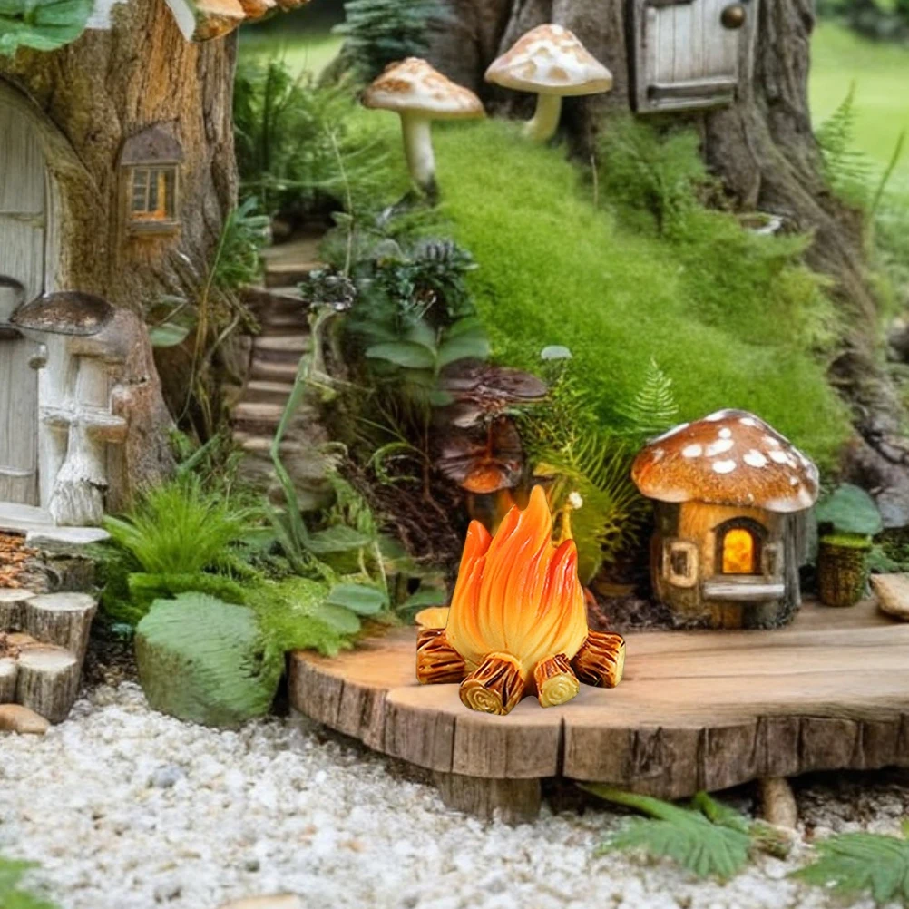 

9 pcs Resin Campfire Decor Ornaments Mini Bonfire Models Dollhouse Accessories Fake Flame Garden Landscaping