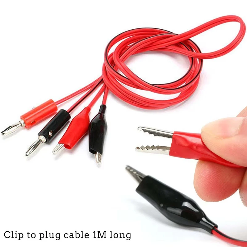 1Meter Cable Red and Black Alligator Clips Jumper Wire Test Leads Banana Plug for Multimeter Test