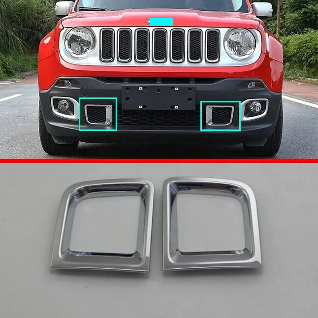 

ABS Chrome Front Bumper Grille Trim For JEEP Renegade 2015 2016 2017 Car Accessories Stickers