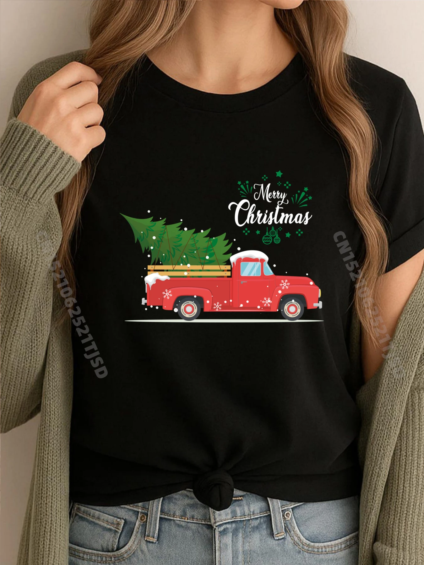 

Винтажная брендовая футболка Red Truck Christmas Tree, мужские футболки, стираные классические футболки