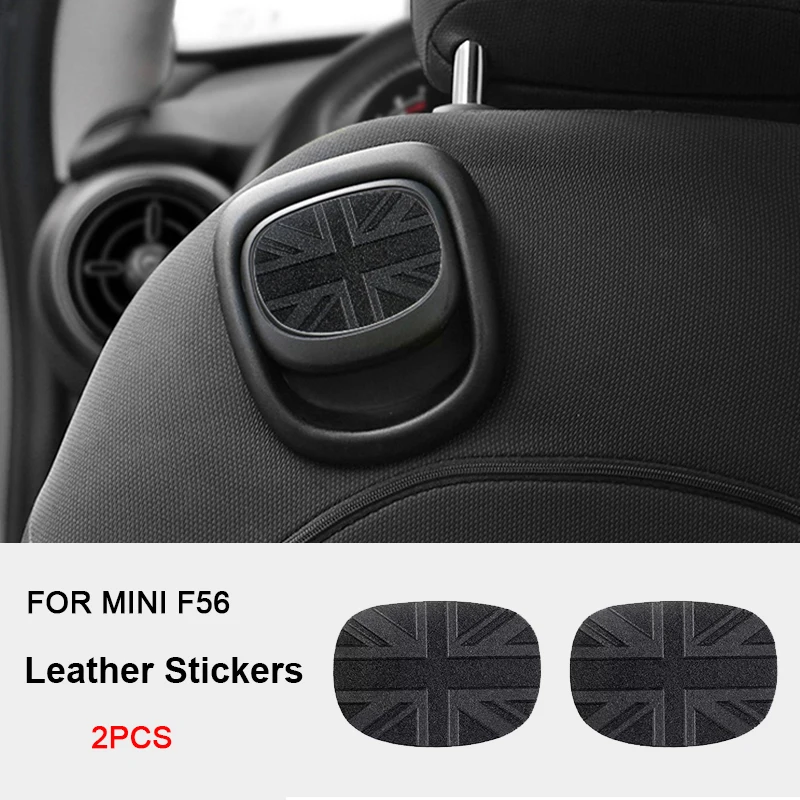 For MINI Cooper JCW F56 Leather Car Rear Seat Back Handle Decal Cover Protective Sticker Decorative Interior Accessories 2pcs