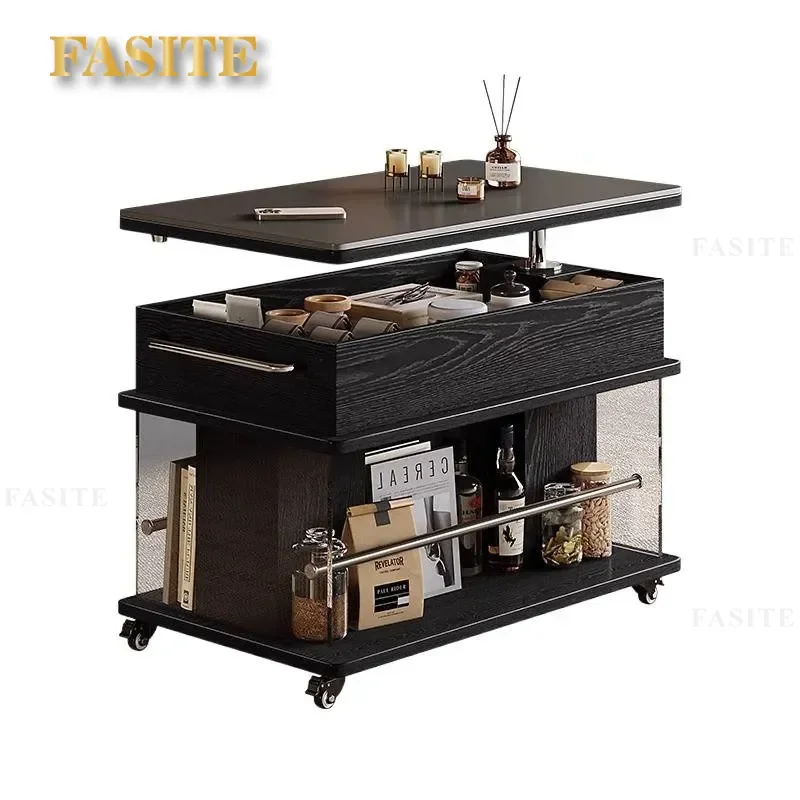 For Living Room Mobile Coffee Table with Wheels Light Luxury High End Side Table Small Apartment Sofa Trolley Shelf Household