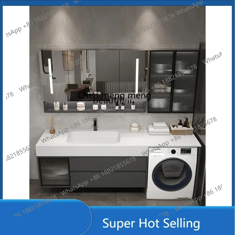 A85 Whole Washbin Balcony Washing Machine Cabinet Combination Stone Plate Bathroom Cabinet Seamless Ceramic Washstand