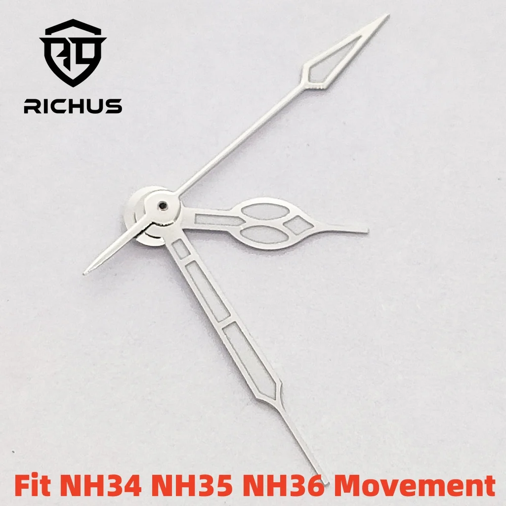 RICHUS NH35 Watch Hands Silver Watch Hands Green Luminous Fit NH34 NH35 NH36 Movement Watch Accessories
