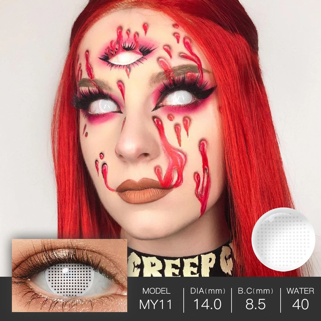 Magister Halloween Color Contact Lenses Blackout Cosplay Contact Lenses Blind White Lenses  White Cat Eye Contact Manson Lenses