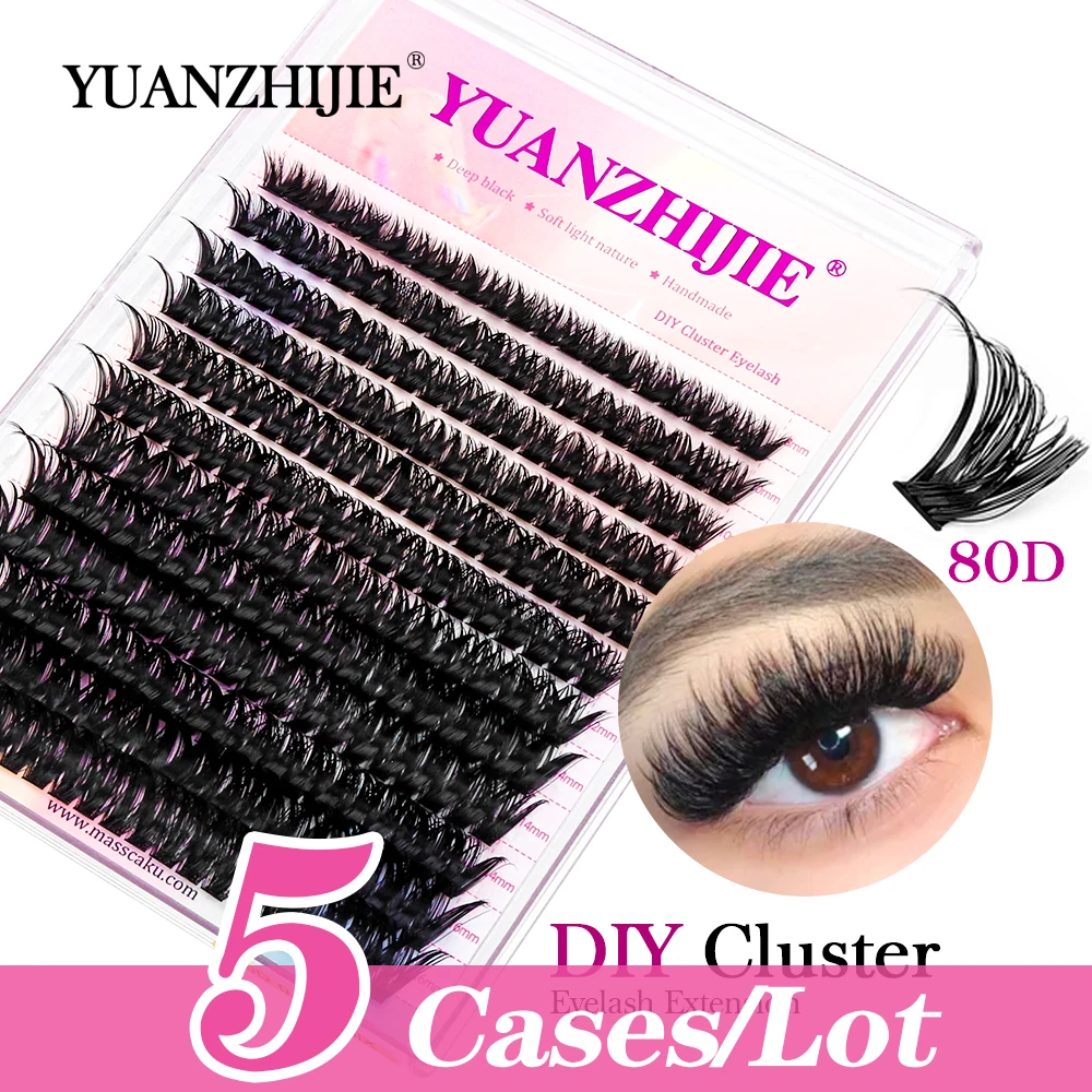 

YUANZHIJIE 5Cases/Lot DIY Handmade Eyelash Extension Segmented Flase Lashes Dramatic Lash Bundles Soft Ribbon Strip Eyelashes