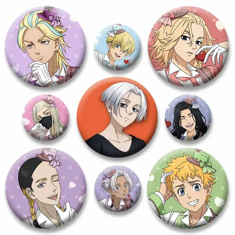 Anime Peripheral Tokyo R-Revengers Coin Badge Creative Cartoon Character Lapel Pins Round Brooch for Bag Clothes Hat Decor Gifts