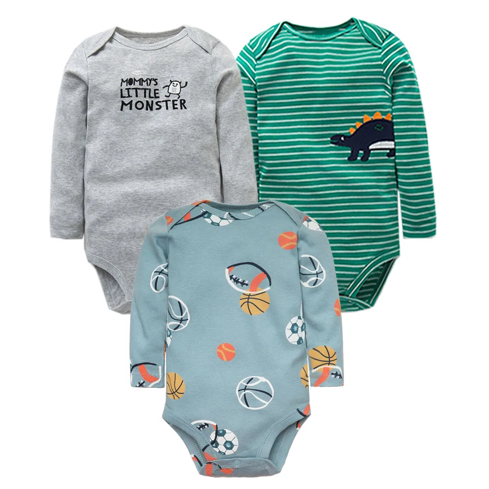 3PCS/LOT Baby Bodysuits Autumn Top Quality Baby Girl Boy Clothes 100% Cotton Long Sleeve Underwear Infant Baby Jumpsuit 0-24M