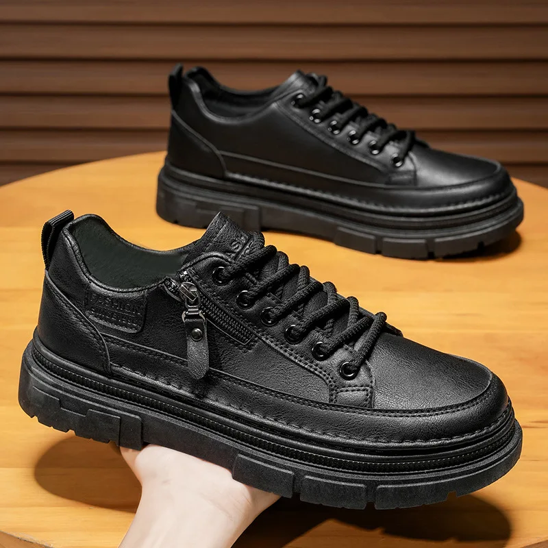 

Мужская осенняя дышащая, водонепроницаемая и противоскользящая модная и универсальная повседневная кожаная обувь, спортивная уличная рабочая обувь