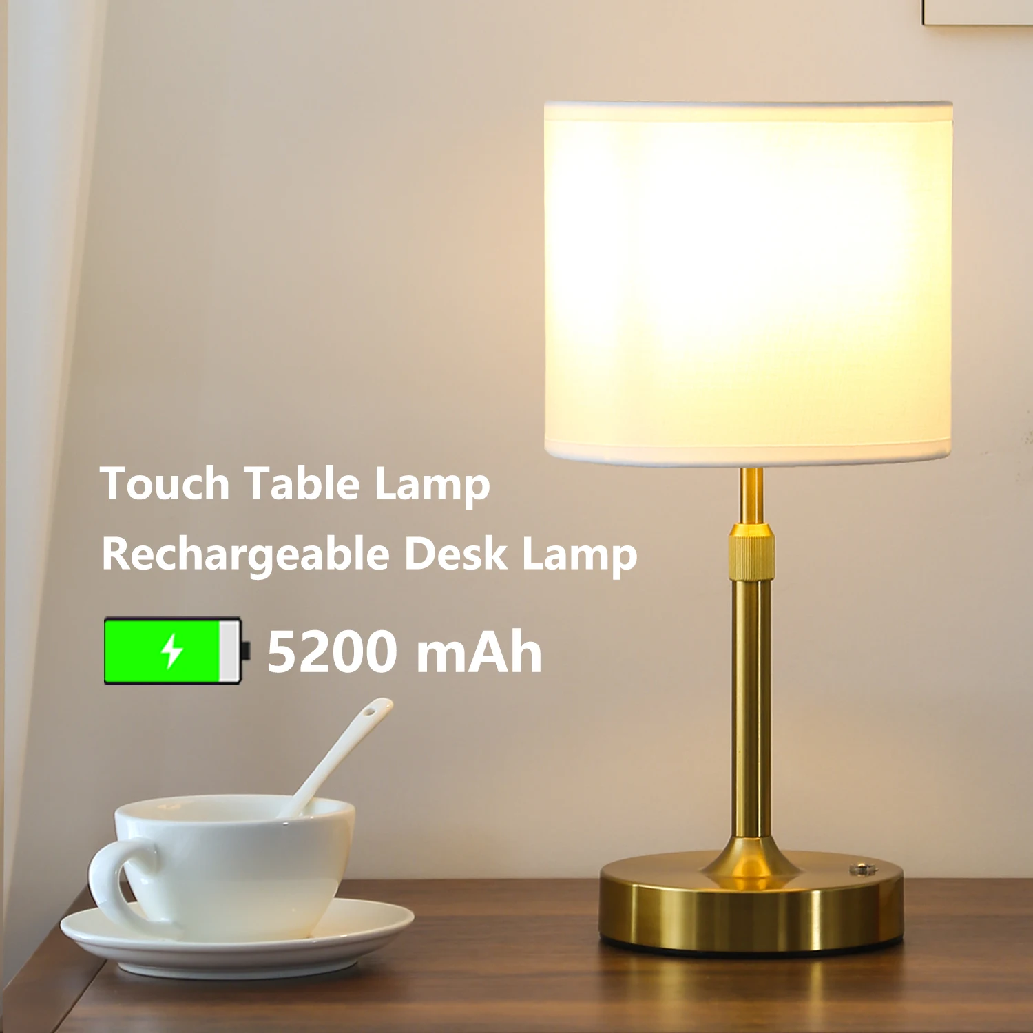 

Aluminum Alloy Simple Decorative Lamp LED Night Light Infinitely Dimmable Atmosphere Retro Portable Rechargeable Touch Desk Lamp
