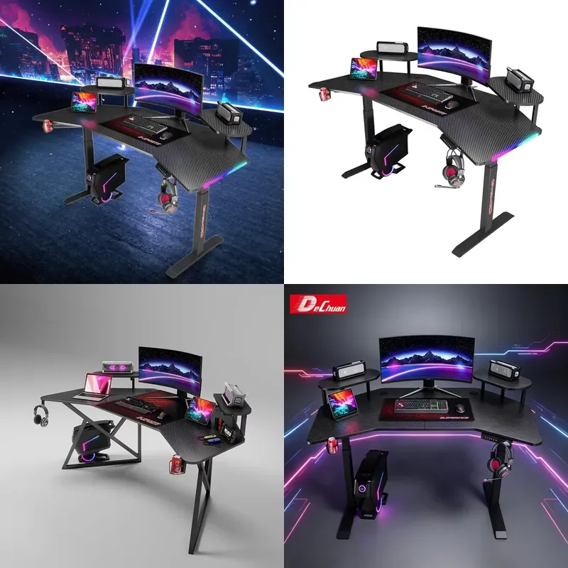 Gaming Desk with Hand-Rubbed Oil Finish and Steel Reinforcements for Timeless Elegance
