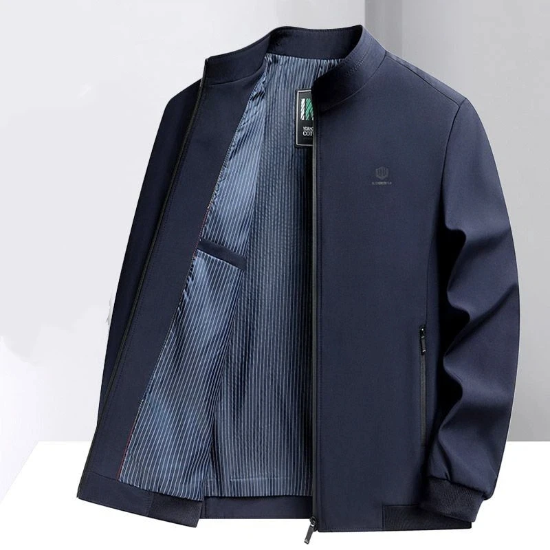 

Куртка с воротником-стойкой, мужская весенне-осенняя универсальная куртка, новый стиль, мужская повседневная мужская одежда среднего возраста