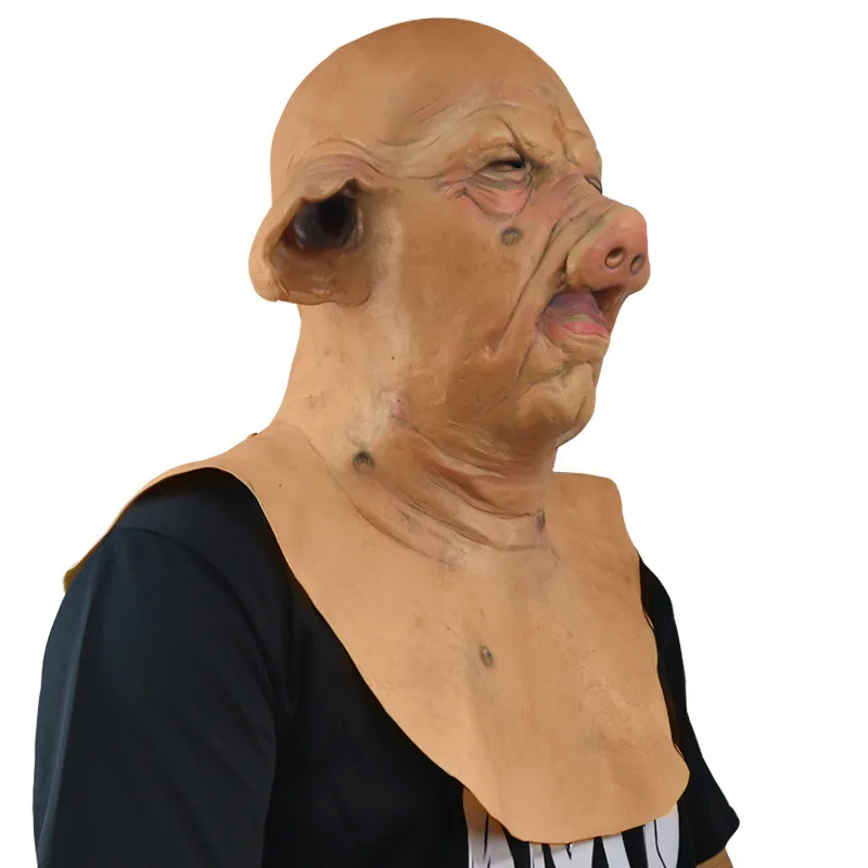 The Pig Mask Animal Full Head Latex Mask Head Cover Halloween Party Masquerade Costume Prop Cosplay Accessories