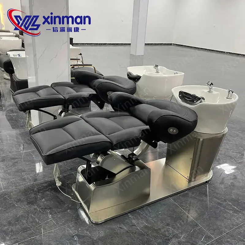 Hot Sale Electric Shampoo Chair Lifting Rotating Massage Shampoo Bed Integrated Stainless Steel Hair Salon Shampoo Chair