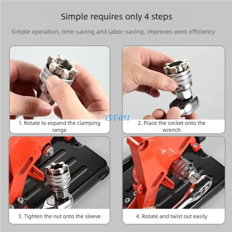 

E15A Ergonomic 72 Tooth Ratchet Wrench Tool Adjustable 10-19mm Socket High Strength