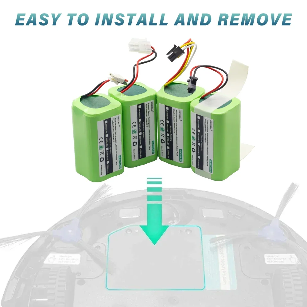 Bateria Recarregável Robô Varrendo, Xiaomi,Ecovacs,iBoto iLife,Chuwi,Polaris,Kitfort,Genio, Liectoux, DIBEA, 14.8V, 3500mAh