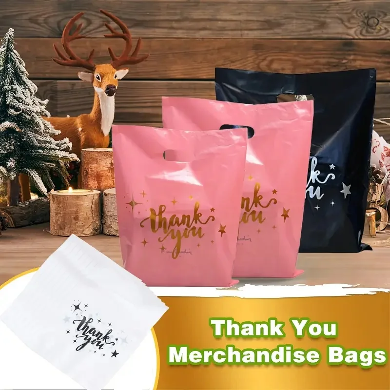 50/100pcs various sizes reinforced plastic gift bag, multi-functional pearlescent tote bag for wedding, birthday, bridal gift