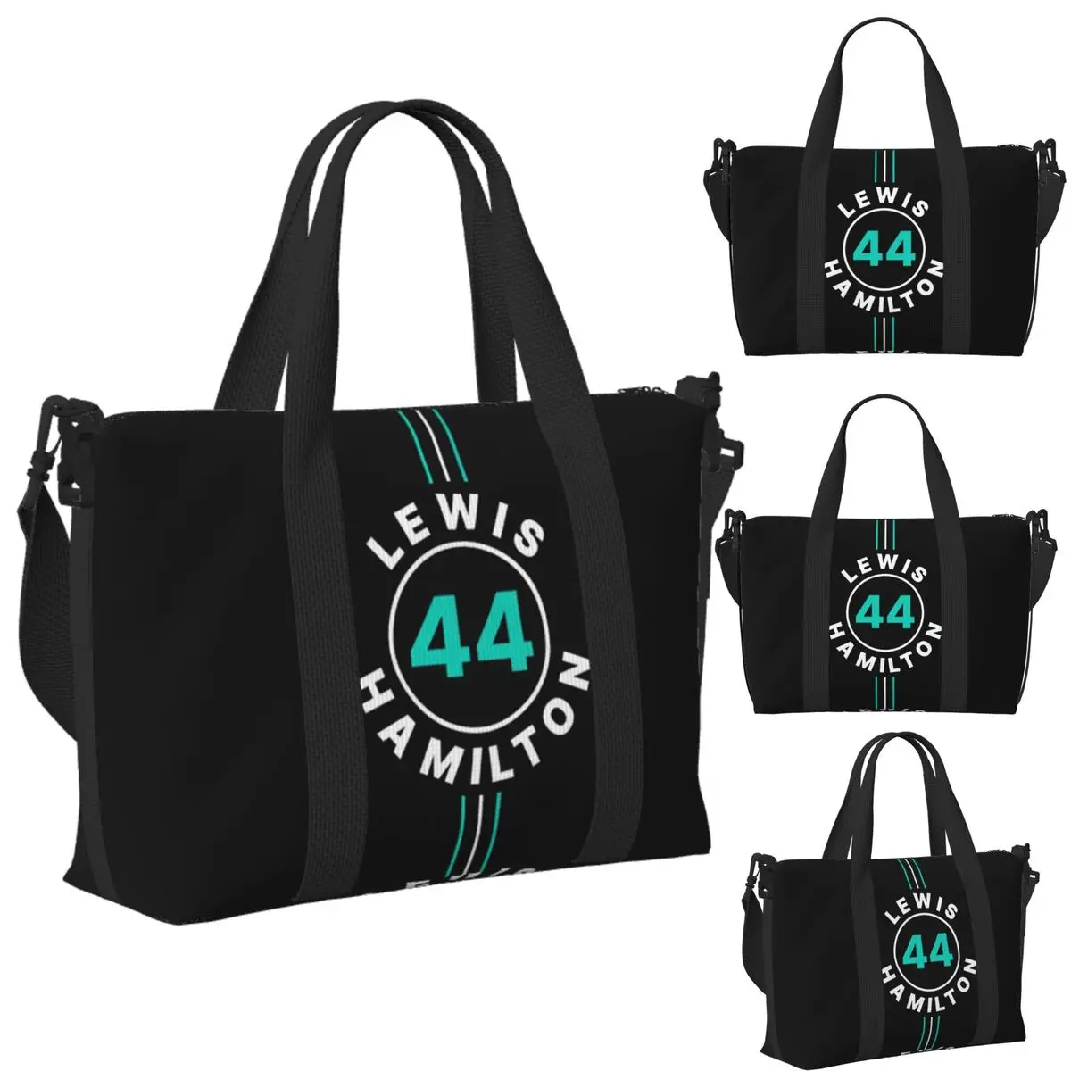 

Custom Lewis Hamilton 44 F1 Beach Travel Bag Large Capacity Tote Bags for Gym Yoga Women Shopping Duffle Shoulder Bag