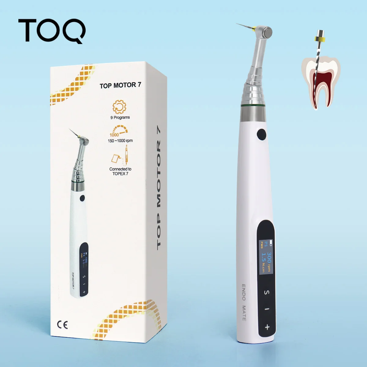 Moteur endodontique dentaire TOQ avec connexion localisateur d'apex, 1000 tr/min, haute vitesse, traitement des canaux radiculaires, écran OLED, 9 programmes, outils dentaires