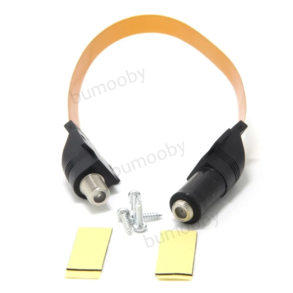 53cm Waterproof F-type Female Flat Window Feed Through Ghost Patch Cable Extremly Thin Slim Coaxial RG6 Wire