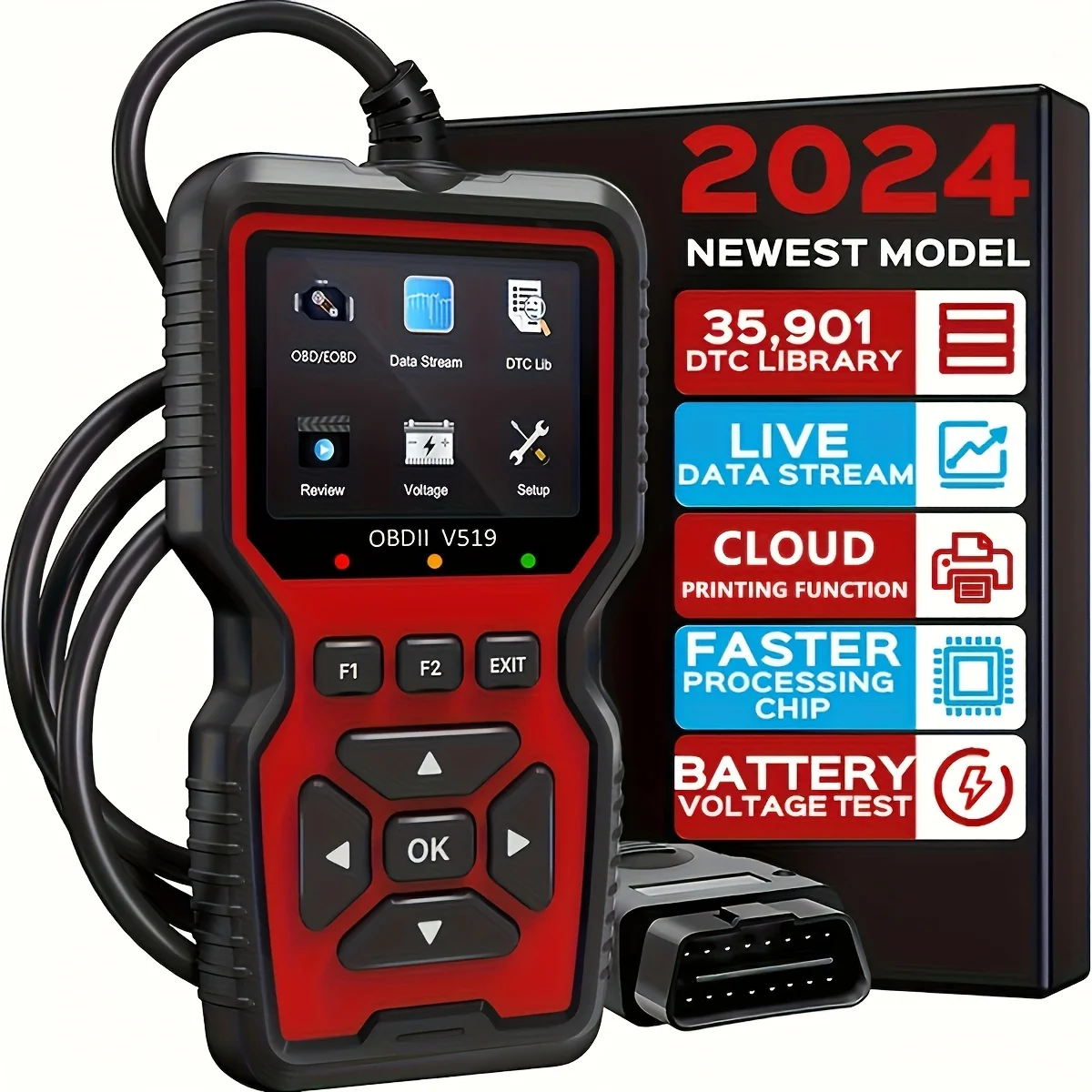 2024 Advanced OBD2 Diagnostic Scanner Tool Engine Code Reader OBDII Diagnostic Code Reader Tool for Check Engine Light