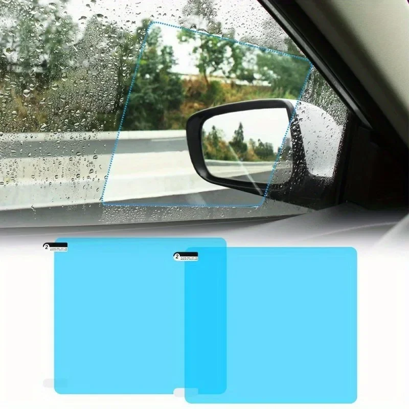 4pcs Car rainproof film, anti fog mirror window transparent protective cover, waterproof car sticker accessories