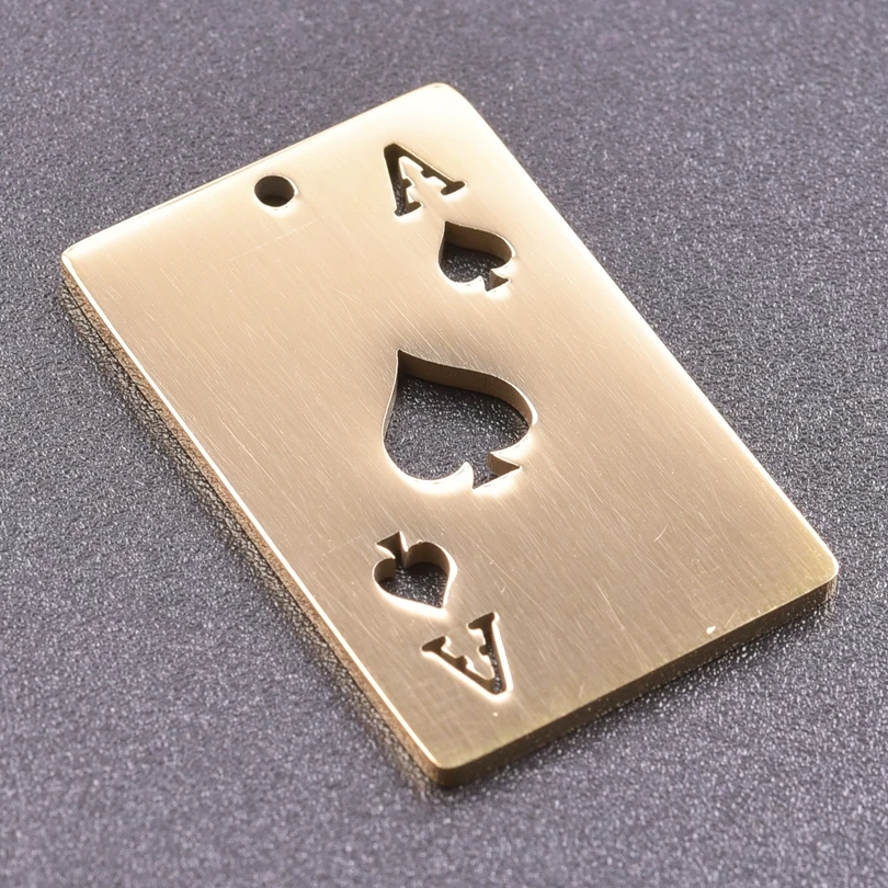 5pcs/Lot Stainless Steel Creative Poker Playing Cards Charms Ace Pendant for Jewelry Making Necklace Keychain Supplies Wholesale