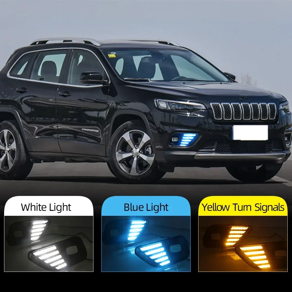 New！ CSCSNL 1 Pair LED Daytime Running Light For Jeep Cherokee 2019 2020 Car Accessories Waterproof ABS 12V DRL Fog Lamp Decorat