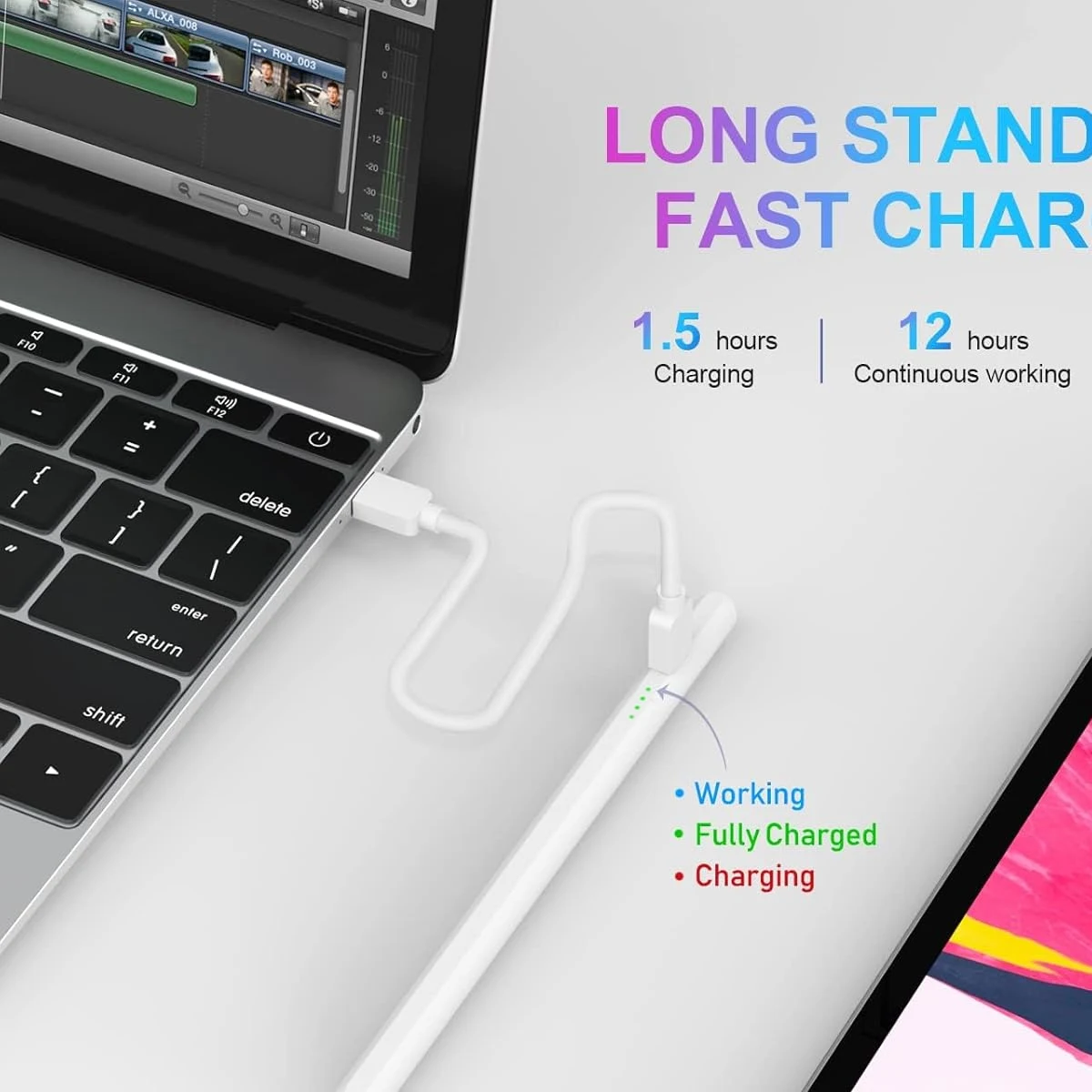 

Stylus Pen for Android Tablet, Pom Tip Tablet Pencil for iOS/Android,Rechargeable Active Stylus Pen for iPhone/Samsung/XiaoMi