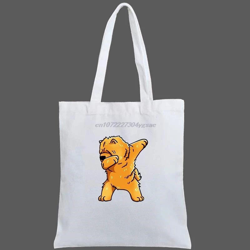 Dabbing  Chow Chow Dog Eco Shopper Bags Shopping Bag Tote Bag Shoulder Bag Canvas Bags Large Capacity College Handbag