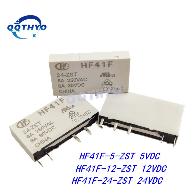 Piezas de HF41F-5-ZS HF41F, 5V, 12V, 24V-HS, 4 pines, 5 pines, 6A, relé de potencia Industrial subminiatura, 8 HF41F-12-ZS, nuevo y Original