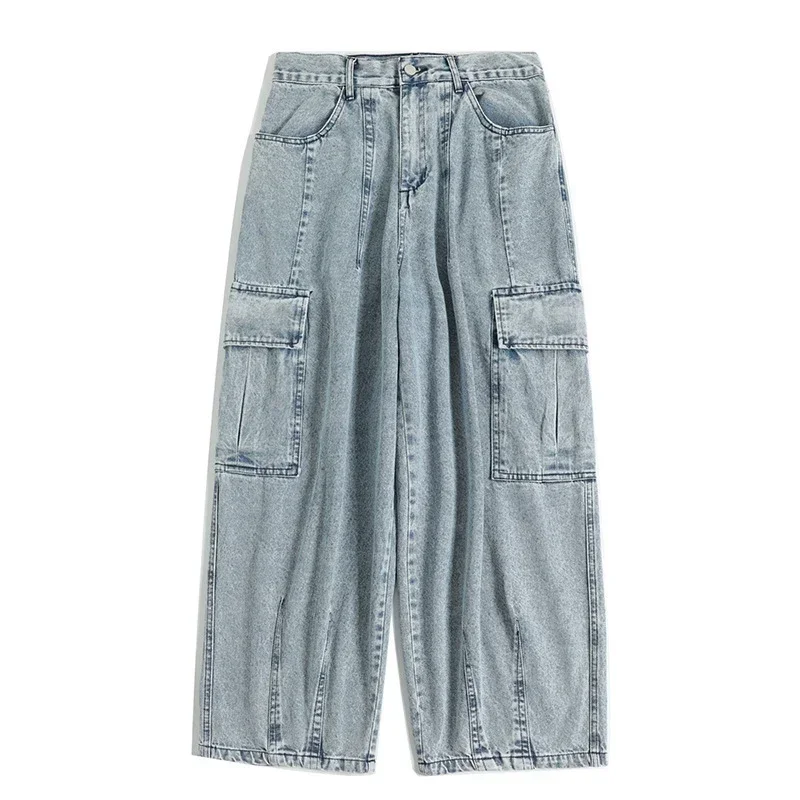 Men\'s Wide Leg Jeans Trousers Loose Denim Long Pants Black for Men Hip Hop Harajuku Street Oversized Cargo Jeans Korean Style