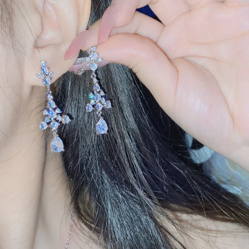 

MDL Муассанит стиль Фея геометрическая композиция серьги с кисточками позолоченные сотни легких роскошных модных ожерелий