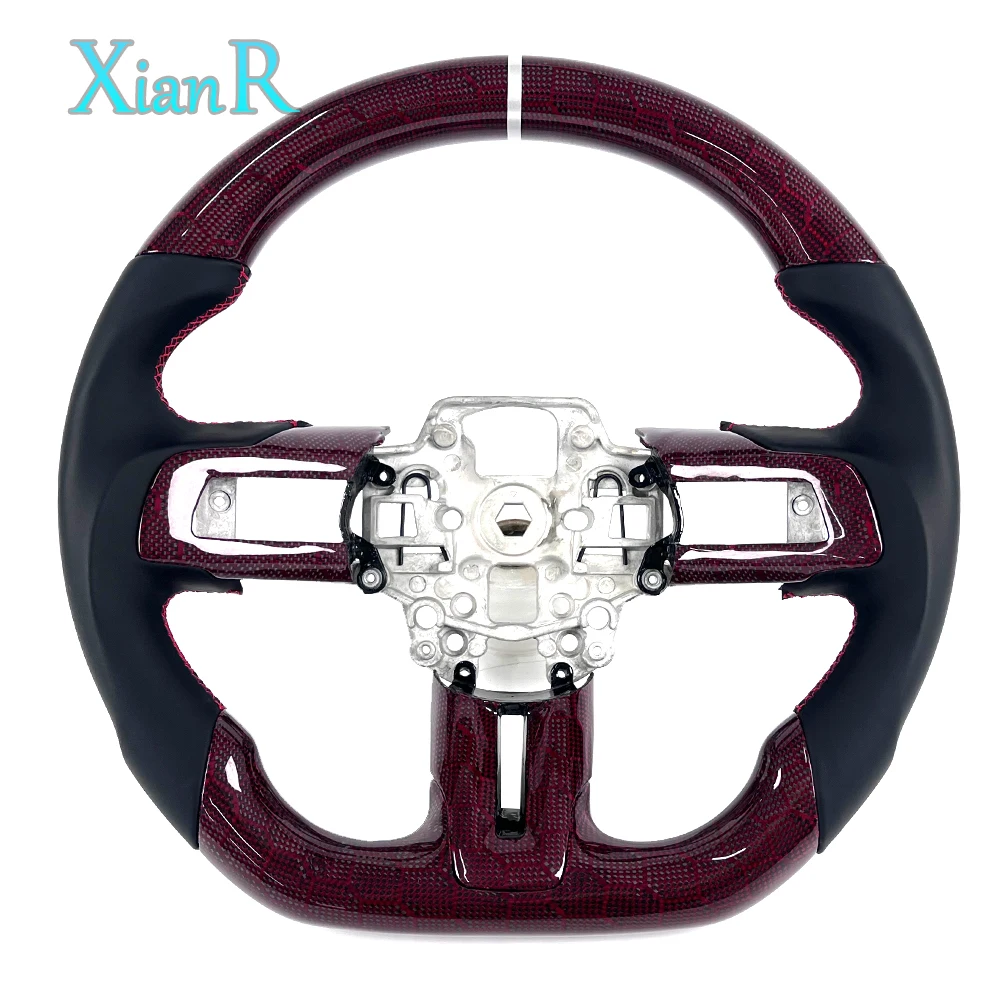 LED Red Honeycomb Carbon Fiber Steering Wheel for Ford Mustang 2015-2017 2018-2023 S550 GT Ecoboost GT350 GT500