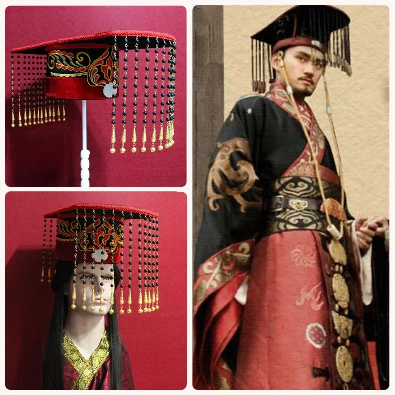 Han Dynasty Emperor's Crown Ancient Chinese Costume Wedding Hanfu Groom's Crowne Bridegroom Hat Accessories Men Cosplay