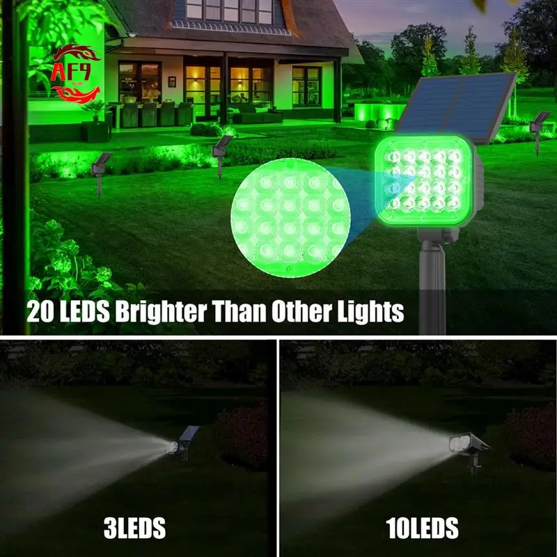

AF90-Solar LED Light Super Bright Green Lawn Light For Garden Adjustable Brightness Solar Spotlight IP65 Waterproof