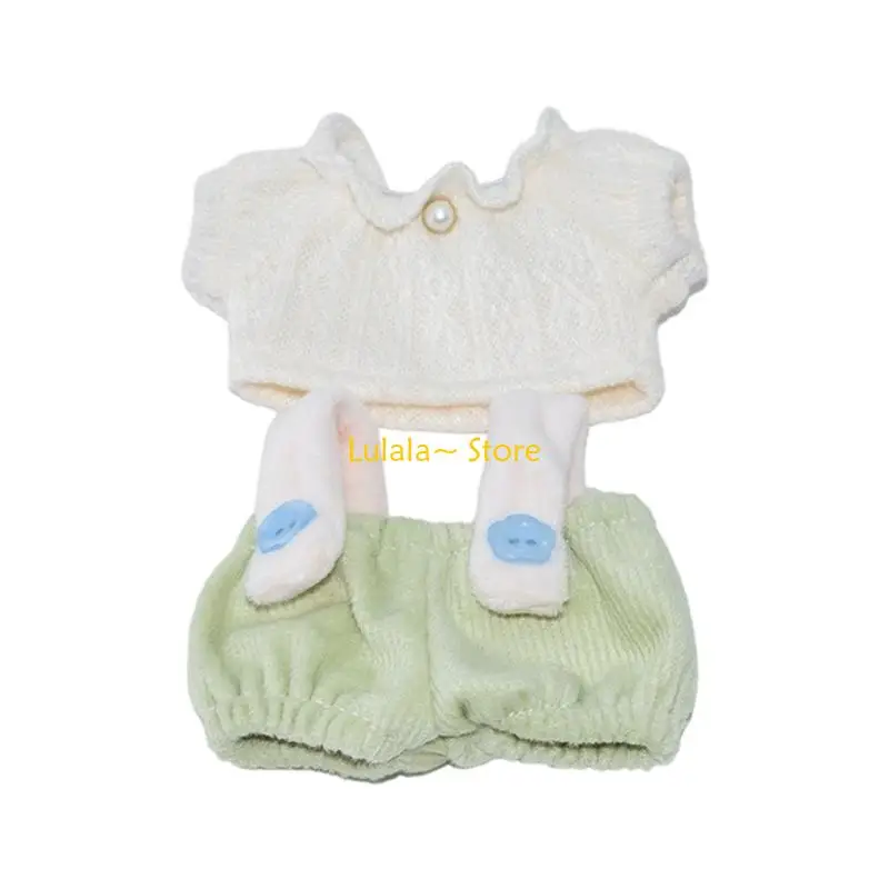 

Комплект одежды для куклы Y4QA, рубашка и комбинезон, которые можно стирать в машине, для плюшевой куклы-персонажа 10 см, для