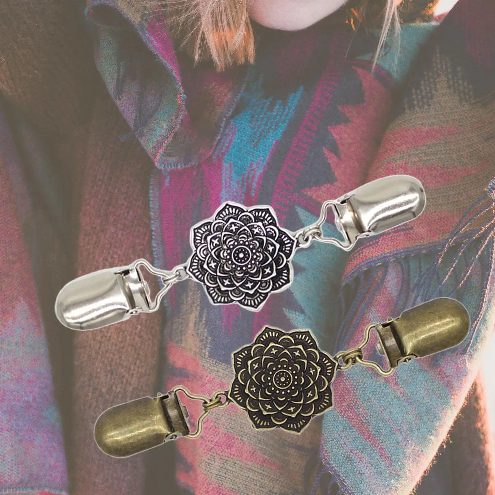 2pcs סוודר עתיק קטעי צעיף, אביזרים קסם קרדיגן תכשיטים ברווז קליפ סטפס פרחים תבניות מתנה חולצה מעיל