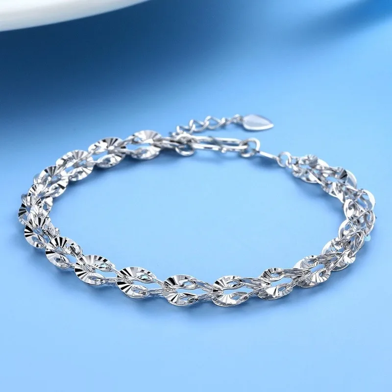 

Real Pure Platinum 950 Chain Women 4.8mm Carved Phoenix Feather Bracelet 6.24g/17+2cm