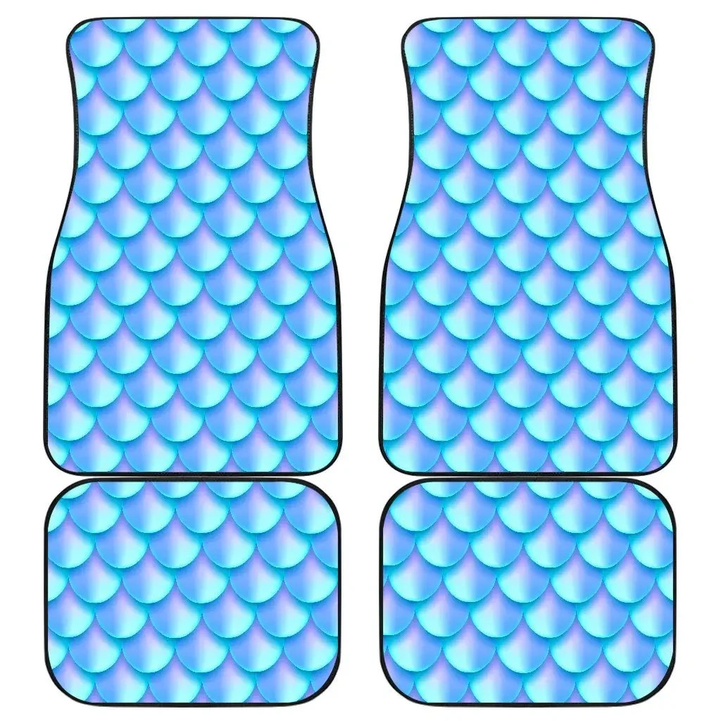 Galaxy Mermaid Scales Pattern Car Floor Mat Vintage Black Carpet Anti-Slip Rubber Mat Pack of 4 Auto Accessiores