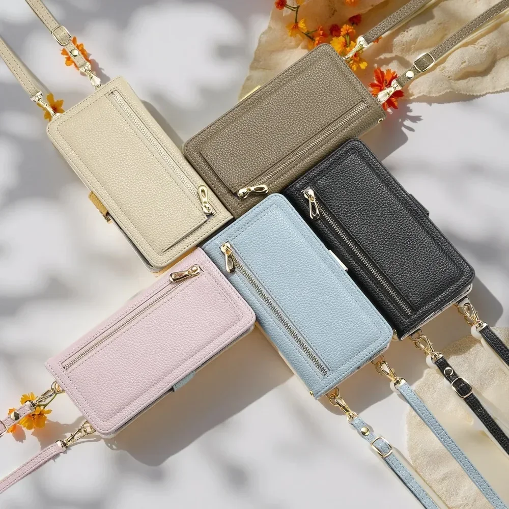 

Samsung Galaxy Zipper Crossbody Wallet Phone Case with Card Holder for S25 Edge S24 Ultra plus S23 FE A56 A26 A36 A16 A54 A14