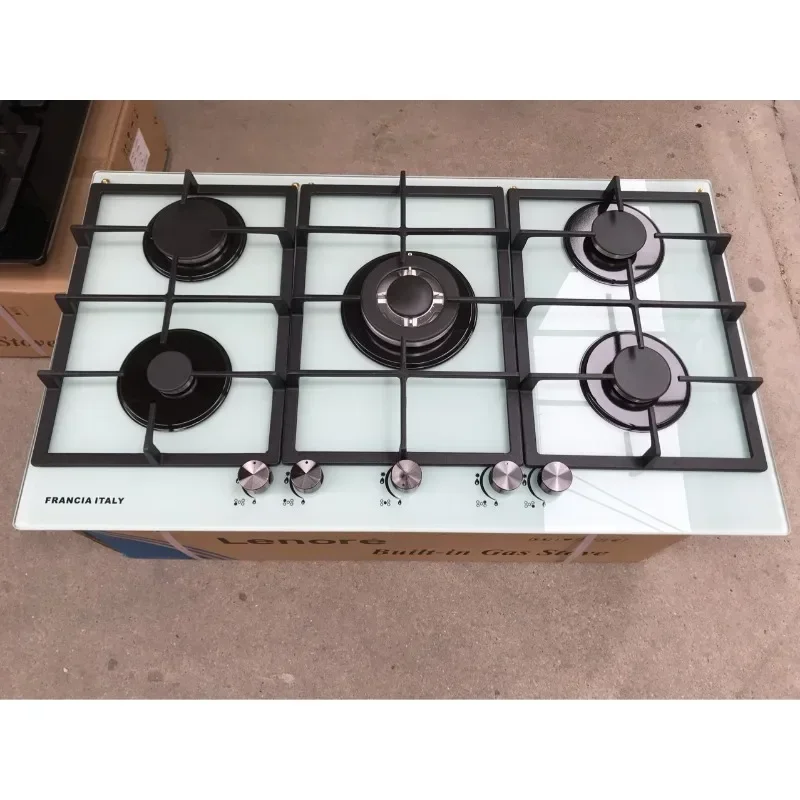 Kitchen appliance tempered glass built in gas stove price with 5 burner