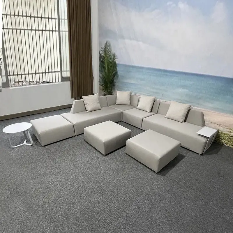 Deluxe new beach furniture Rattan Lounge Waterproof outdoor sofa Hotel Terrace Club poolside sofa