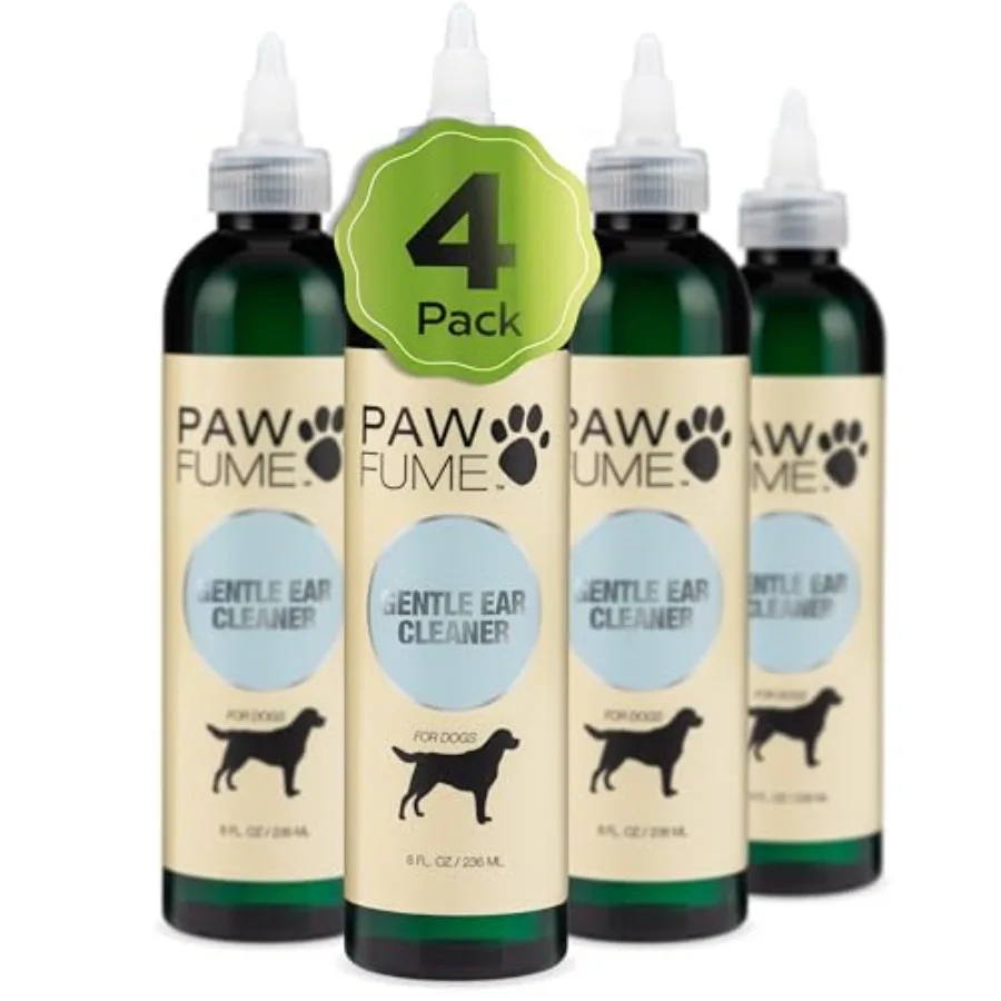 

Pawfume Dog Ear Cleaner Solution 4-Pack Soothe Itchy Ears Instantly With St. John's Wort and Almond Extracts Vet-Certified Form