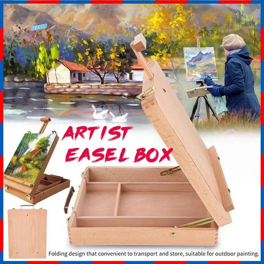 

Wooden Artist Desktop Table Art Oil Paint Painting Supplies Sketch Box Easel