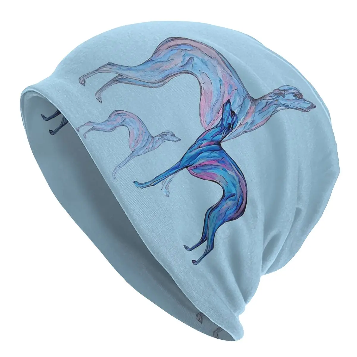 Bonnet de randonnée double couche unisexe, trois beaux lévrier bleu, chien lévrier, chapeaux fins pour hommes et femmes