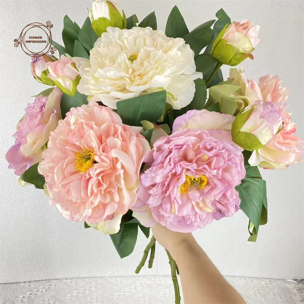 

2pcs Artificial Flower Peony Room Home Decor Desktop Decoration Simulation Plants Shrubs Bouquet For Weddings Giant DIY Flowers