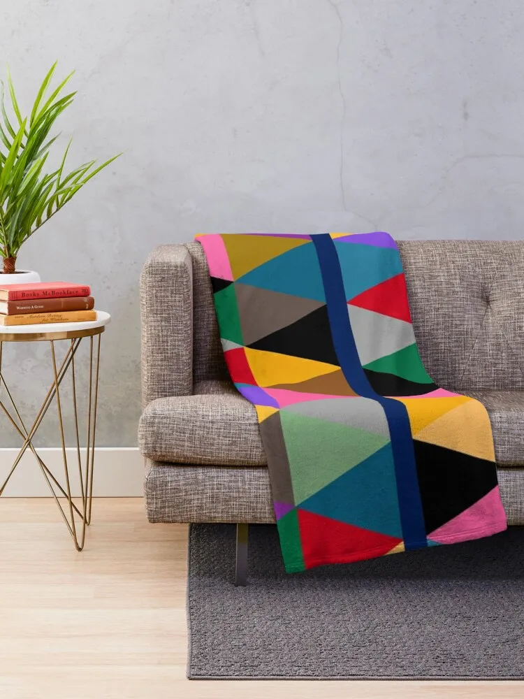 Geometric Bright Multi Colour Pattern Throw Blanket Soft Plaid Thermals For Travel Softest Blankets