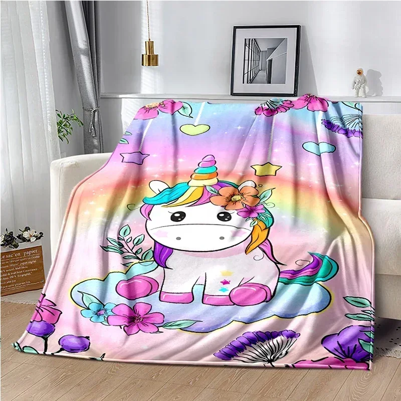 

Милое кавайное мультяшное одеяло с единорогом в стиле аниме, одеяло для дивана, спальни, постельные принадлежности, дивана, пикника, супер мягкое фланелевое одеяло, подарок на день рождения