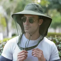 1PC Foldable Mosquito Hat with Hidden Net Mesh Unisex Sunscreen Bucket Cap for Outdoor Fishing Hiking Bee Insect Protection